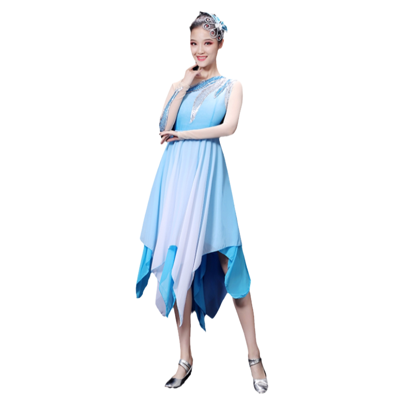 现代舞演出服成人女广场舞青春时尚舞蹈表演服装新款古典舞连衣裙