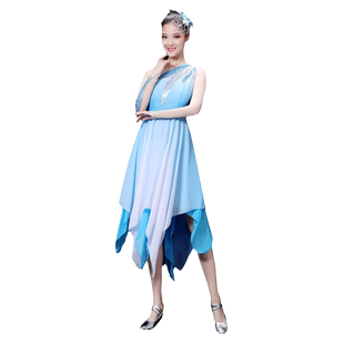 现代舞演出服成人女广场舞青春时尚舞蹈表演服装新款古典舞连衣裙