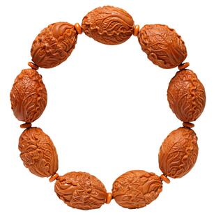 橄榄核手串短圆白菜百财手工橄榄核雕招财橄榄胡文玩手串男士手链