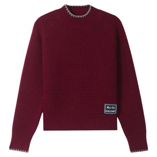 恒源祥半高领羊毛衫女秋冬新款短款针织衫洋气高腰百搭打底毛衣