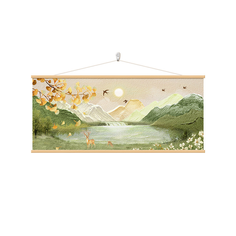 聚宝盆山水画客厅装饰画聚财福禄