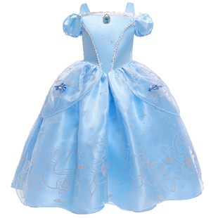 万圣节夏款女童礼服 女童灰姑娘贝儿连衣裙 长发公主睡美人裙子