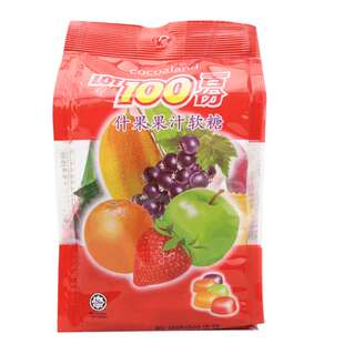 马来西亚进口LOT100百分百一百份水果味果汁软糖150g什锦糖果零食