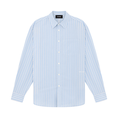 WE11DONE26春季新品天蓝色男士条纹休闲衬衫时尚日常