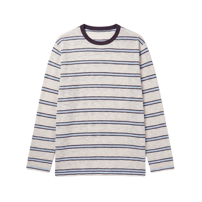 WITTYFOX复古条纹风撞色长袖针织衫女宽松套头廓型上衣