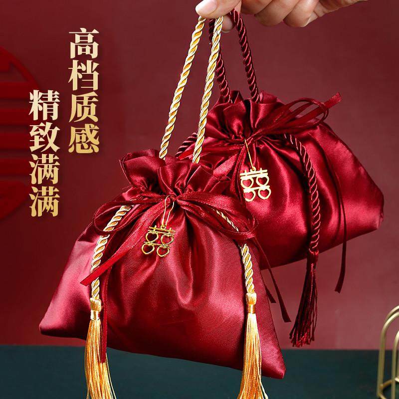 新款结婚手提喜糖袋子创意婚礼糖果布袋喜糖盒子免折叠伴手回礼袋