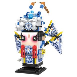 三国演义五虎将积木关羽张飞赵云摆件方头仔益智拼装玩具人仔全套