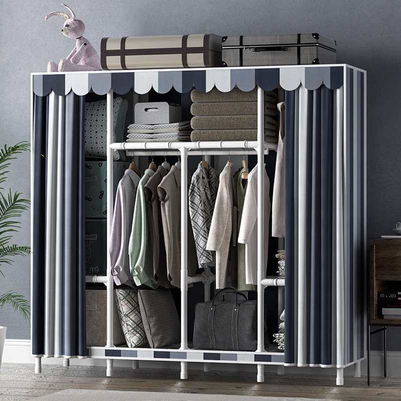 衣柜家用卧室简易布衣柜批发组装钢管收纳挂全钢架出租房加粗加厚
