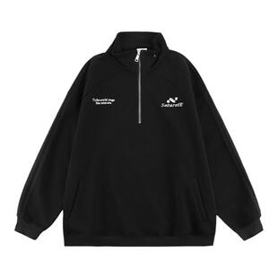 重磅半拉链卫衣男男款秋冬加绒加厚男士内搭上衣长袖男生无帽外套