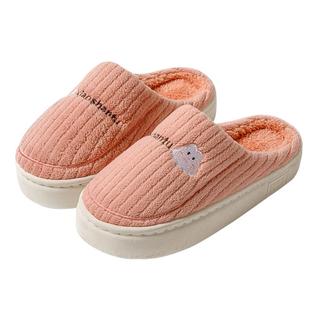 秋冬棉拖鞋家居室内防滑加厚大白底情侣保暖毛绒男女用静音月子鞋