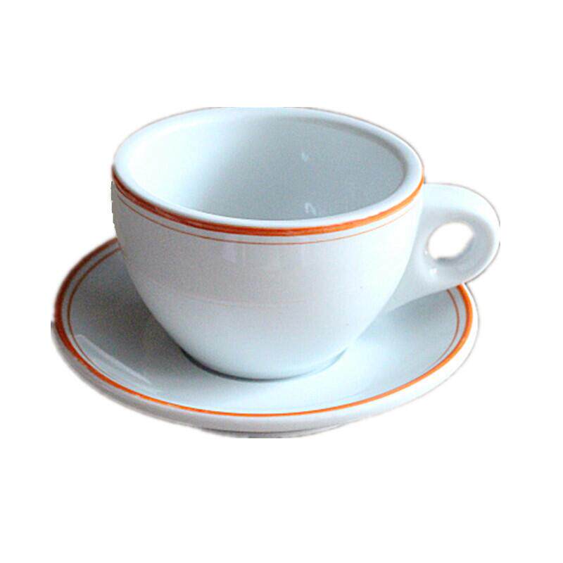 实尚陶瓷咖啡杯早餐杯厚实港式奶茶杯牛奶杯带托耐高温230ML