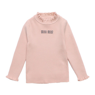 女童毛衣秋冬2025新款精致烫钻亮闪半高领打底衫白色红色洋气内搭