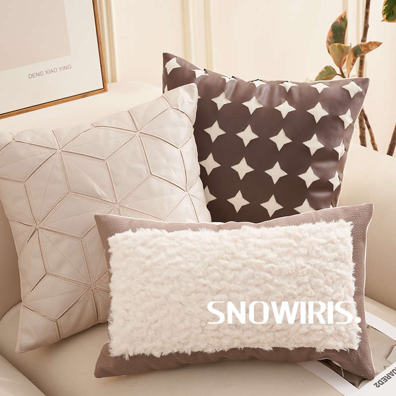 抱枕新款毛绒轻奢枕套客厅沙发靠枕拆洗高级感咖色床头腰靠背靠垫