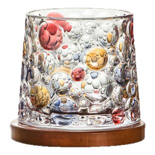 SkyBloom诗客幻彩转转杯高级彩绘家用玻璃威士忌酒杯婚礼复古礼物