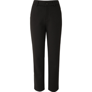 娅丽达加绒直筒裤女2025冬季新款通勤黑色休闲西装裤子九分烟管裤