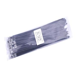 304喷塑不锈钢扎带4.6*300黑色金属扎带桥架束线带标牌电缆扎丝