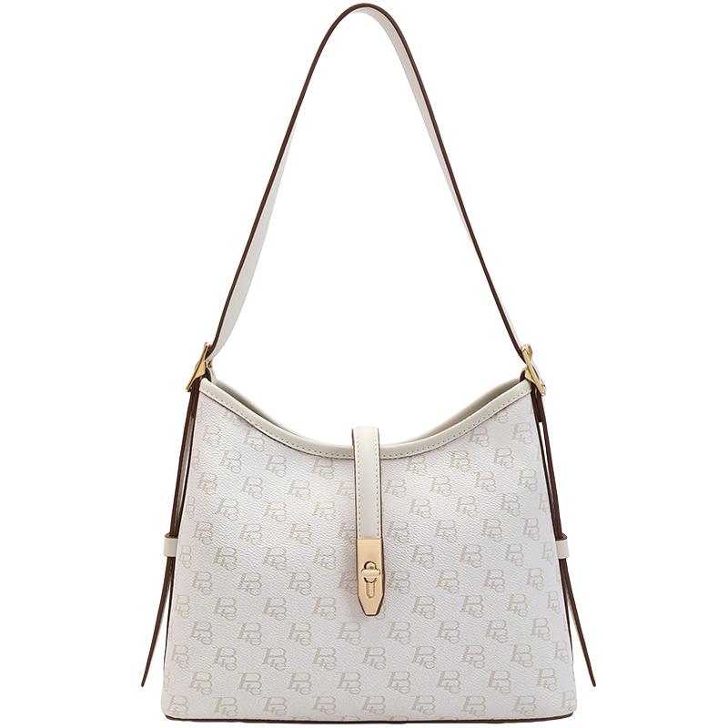 百丽包包新款女老花通勤上班大容量单肩挎托特包腋下软包X7023CX4