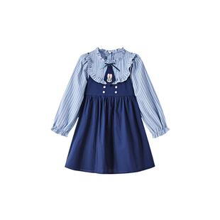 迪士尼兔子警官女童长袖连衣裙春季新款洋气假两件公主裙礼服裙子