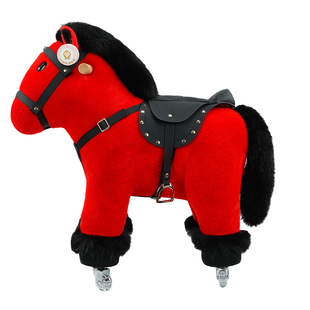 创意可爱滑轮马公仔毛绒玩偶马年吉祥物萌趣生肖小马布娃娃送朋友