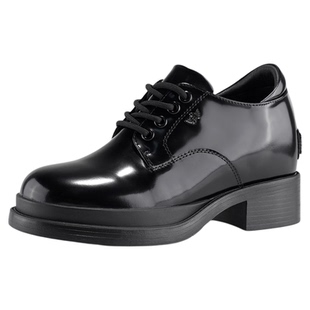 iiJin艾今26春季新品8cm厚底内增高亮面英伦风时尚小皮鞋女567EKB