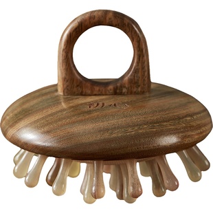 初心气囊气垫指环梳羊角按摩梳头皮经络天然檀木头部头疗疏通神器