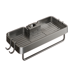 花洒置物架免打孔卫生间淋浴架子升降杆支架浴室花洒沐浴露托盘LT