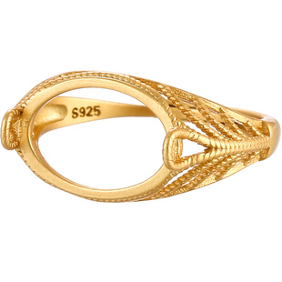 925纯银日韩戒指空托女diy蜜蜡绿松石琥珀戒指空托银托3*5*7*9*11