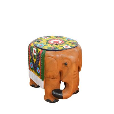 招财摆件原木小号大象凳家用