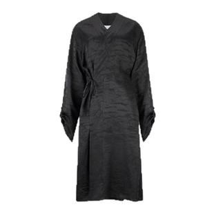 丝侬中式真丝睡袍男士长袖长款黑色斜襟高端提花桑蚕丝家居服袍子