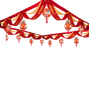 2026新年装饰品拉花挂件门店室内马年春节氛围布置开门红彩带吊饰