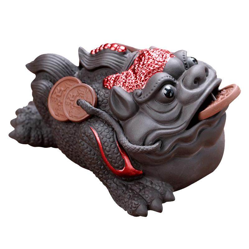 紫砂金蟾茶宠小摆件精品可养招财