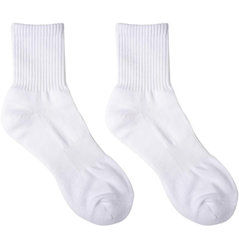 sockkon 男士纯白黑色素色中低筒短款毛圈毛巾底运动健身棉袜子