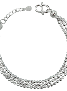 小众转运珠足银ins情侣手串手链