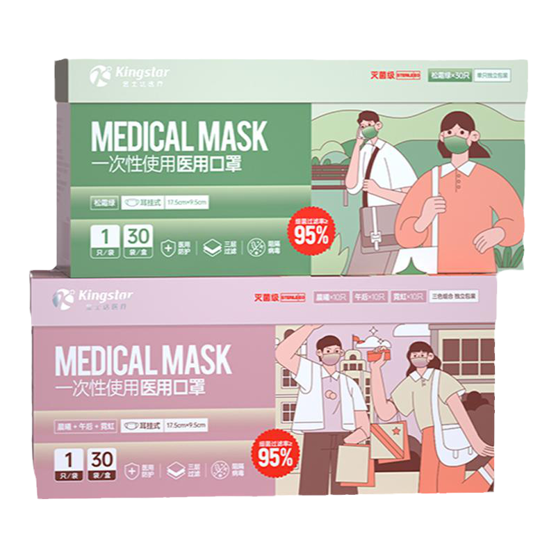 金士达灭菌儿童医用外科口罩一次性医疗口罩正品三层成人外科口罩