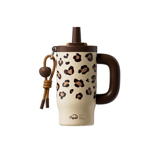 极遇大号保温杯大容量水杯女生高颜值带吸管冰霸杯巨无霸豹纹杯子