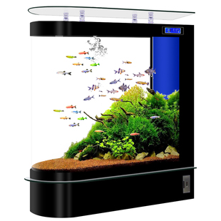 子弹头鱼缸家用客厅中大型鱼缸水族箱玻璃落地屏风隔断生态金鱼缸