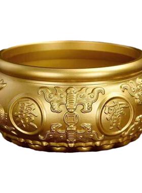 纯黄铜聚宝盆摆件招财聚财存钱罐玄关办公室客厅装饰店铺开业礼品