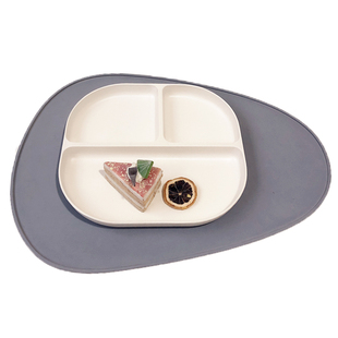 A5材料儿童分隔餐盘学生幼儿园环保纯色3格盘可叠加饭盘2-8岁