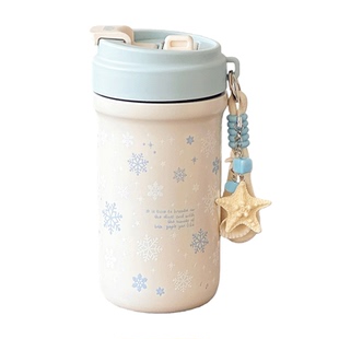 雪花水杯保温杯女士2025新款高颜值女生吸管咖啡杯子学生双饮316