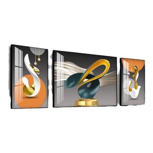 包安装客厅装饰画沙发背景墙简约挂画三联壁画北欧轻奢大气晶瓷画