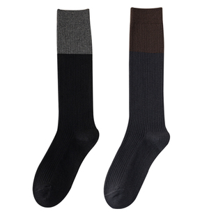 小腿袜女春夏季纯棉瘦腿jk袜子显瘦日系拼接高筒长袜春秋款及膝袜