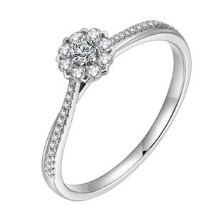 【婚戒定制】莱绅通灵珠宝 绽放 18k金钻石戒指花型钻戒群镶显钻