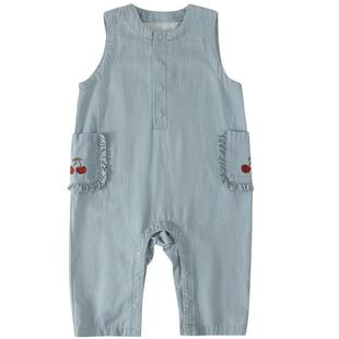 女宝宝背带裤春秋季儿童甜美可爱牛仔裤女童连身长裤宝宝连体裤子