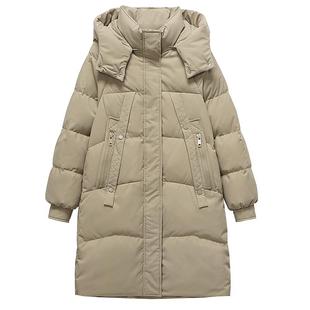 雅鹿2025新款时尚中长款羽绒服女加厚保暖白鸭绒宽松显瘦外套潮流