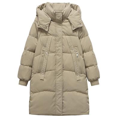 雅鹿中长款羽绒服可脱卸帽