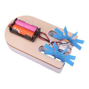 科技小制作手工diy材料DIY双桨明轮船五年级科学实验可下水电动船