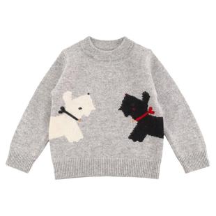 MOLIULIU可爱小狗儿童纯羊绒衫男童男孩100%毛衣宝宝圆领套头打底