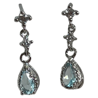 高级感蓝色水滴锆石吊坠耳钉