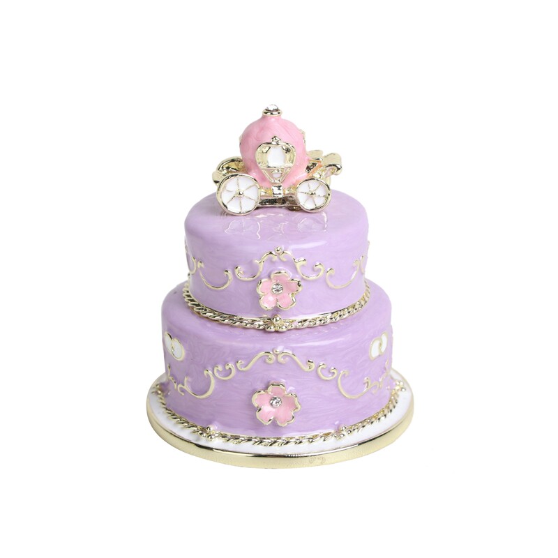 结婚礼物珐琅彩合金首饰盒婚庆回赠小礼品双层蛋糕装饰盒生日礼品