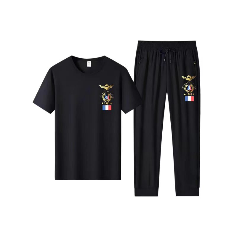 夏季男士冰丝速干健身运动套装